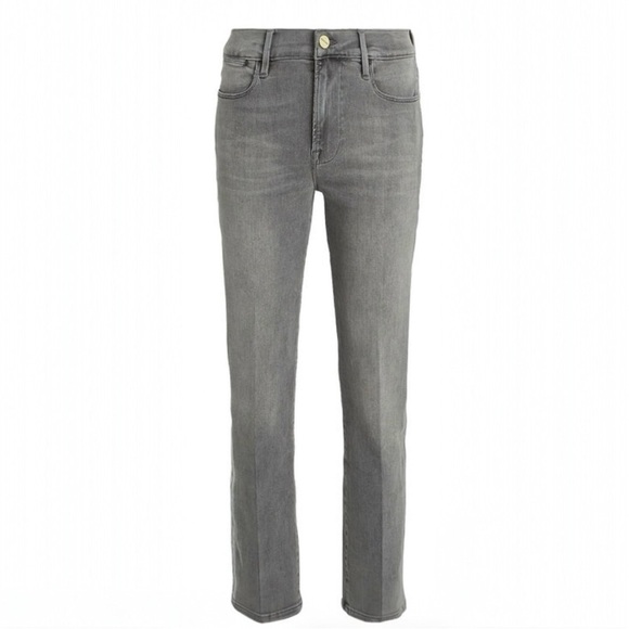 Frame Denim Le High Straight Metallic Silver Foil Tux Jeans Grey Size 25 NEW - Picture 8 of 13